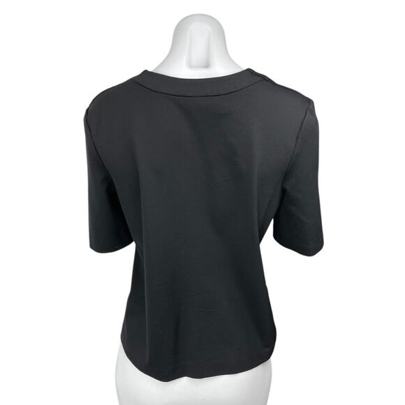 Chelsea28 Women's Black Floral Lace Short Sleeve Sheer See Trough Blouse Top M - Picture 2 of 5